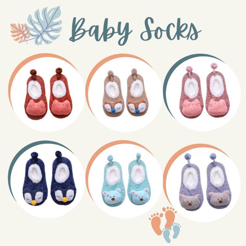 Sepatu Prawalker Bulu Anak Bayi - Kaos Kaki Korea Bulu Lembut Motif Lucu