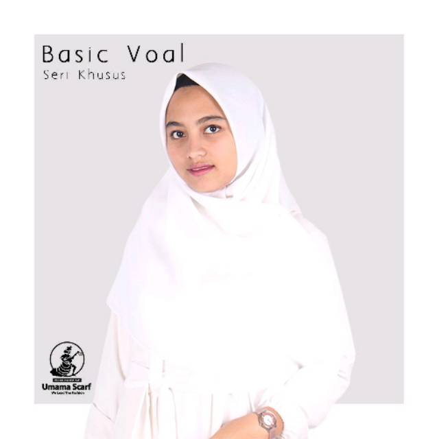 Hijab putih kerudung segi empat voal/katun 110x110 polos besic voal by umama murah