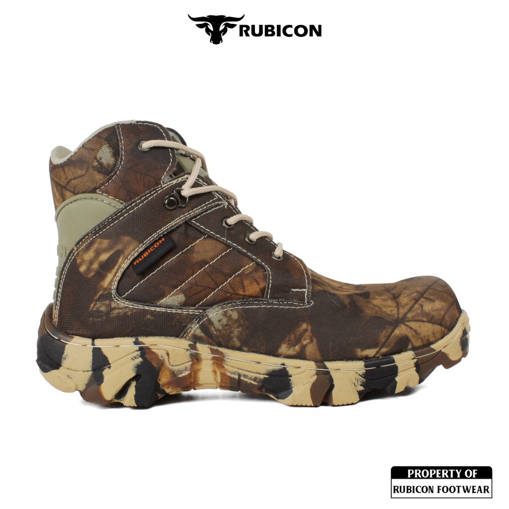 RUBICON 6 INCH ARMY CAMO SEPATU BOOTS TACTICAL TRACKING UJUNG BESI RESLLETING AKTIF KERJA LAPANGAN