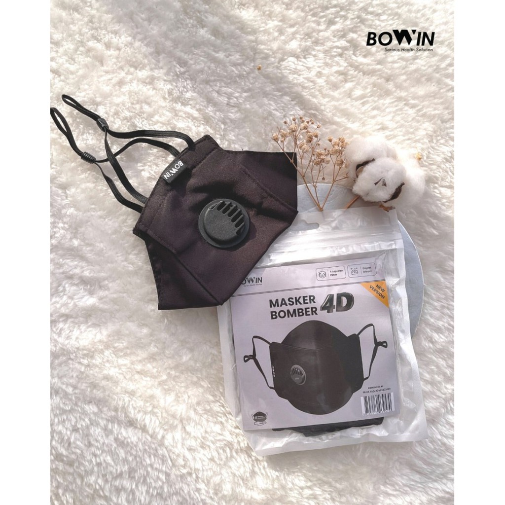 Bowin Masker Bomber - 2x Anti Bakteri &amp; Percikan (Masker Kain 4 Lapis)