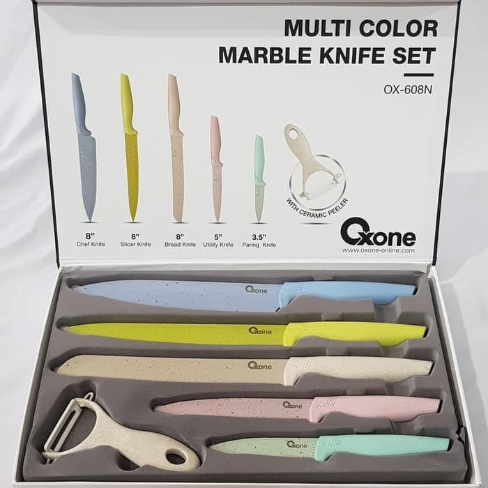 Oxone OX608N Pisau Set Tajam Dengan Pengupas Colorful 6 pcs