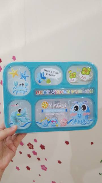 Yooyee grid lunchbox 589 sekat 6 kartun karakter anti bocor bpa free