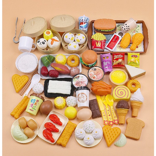 Mainan Makanan Pretend Play Mainan Anak Dapur Dimsum BBQ Grill Kitchen Mainan Peran Pretend Toys