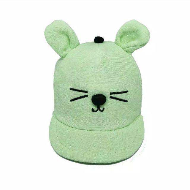 (1kg isi 25 pcs)Topi Bayi korea Karakter Kucing / COD-hijau baby