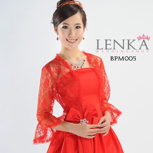 [READY STOCK] BOLERO WEDDING PENGANTIN PESTA BROKAT WANITA MERAH BPM005