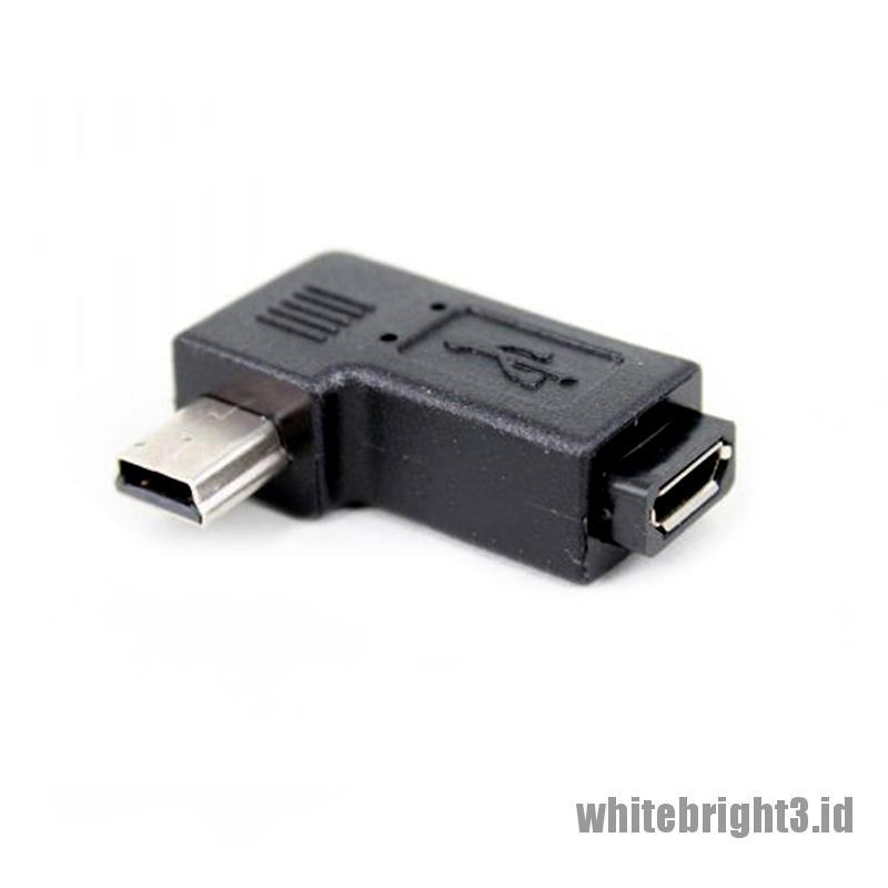 &lt; White3 &gt; Adaptor Converter USB Type A Male Ke Micro USB Female Siku Kanan 90 Derajat