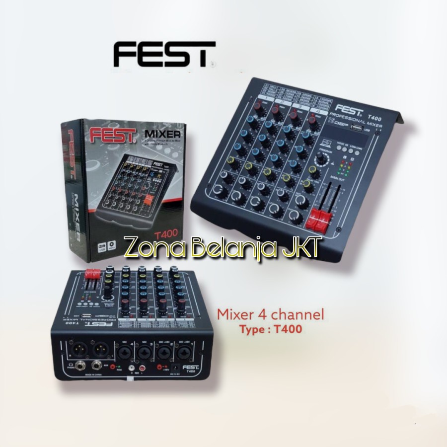 Mixer Audio FEST T400 T 400 4 Channel USB Bluetooth Original