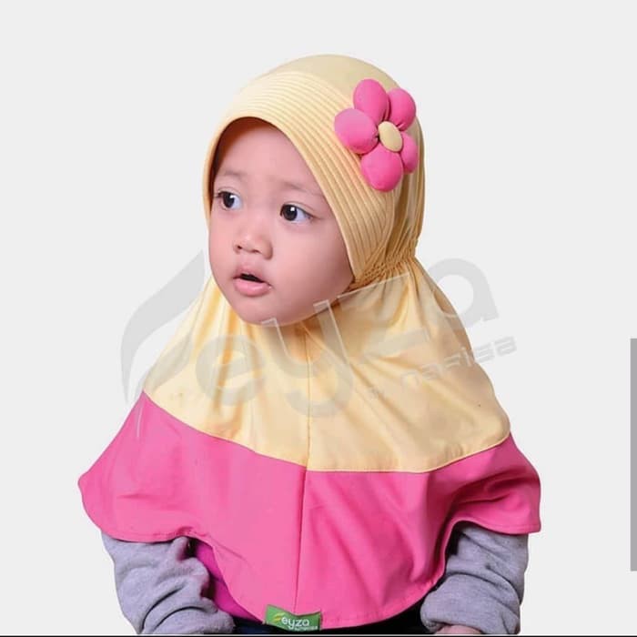 Jilbab Instan Anak Feyza Arabella - Hijab Instan Anak Aplikasi Bunga Usia 1-2 Tahun