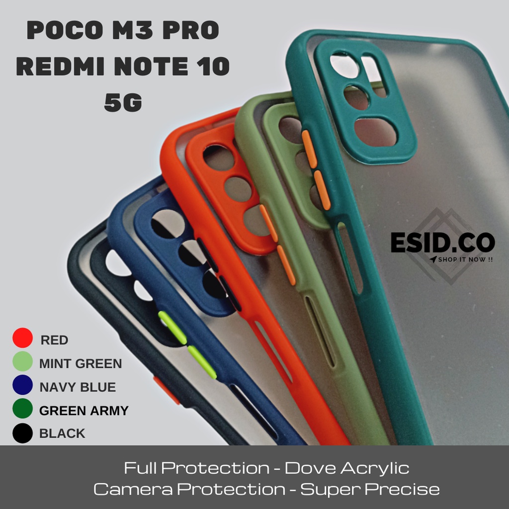 Case Poco M3 Pro Redmi Note 10 5G Akrilik Dove Matte + Camera Protection Super Hits