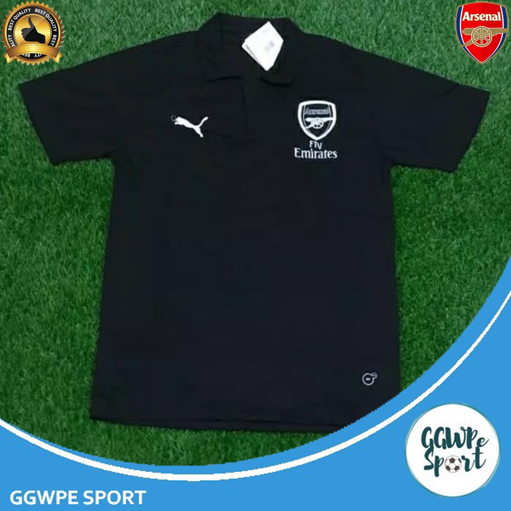 Kaos Polo Shirt Pria Arsenal Hitam Baju Kerah Bola Kualitas Terbaik Grade Ori