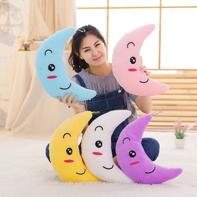 Boneka Bantal Bulan LED Hiasan Kamar Tidur Lucu dan Imut - Buln LED