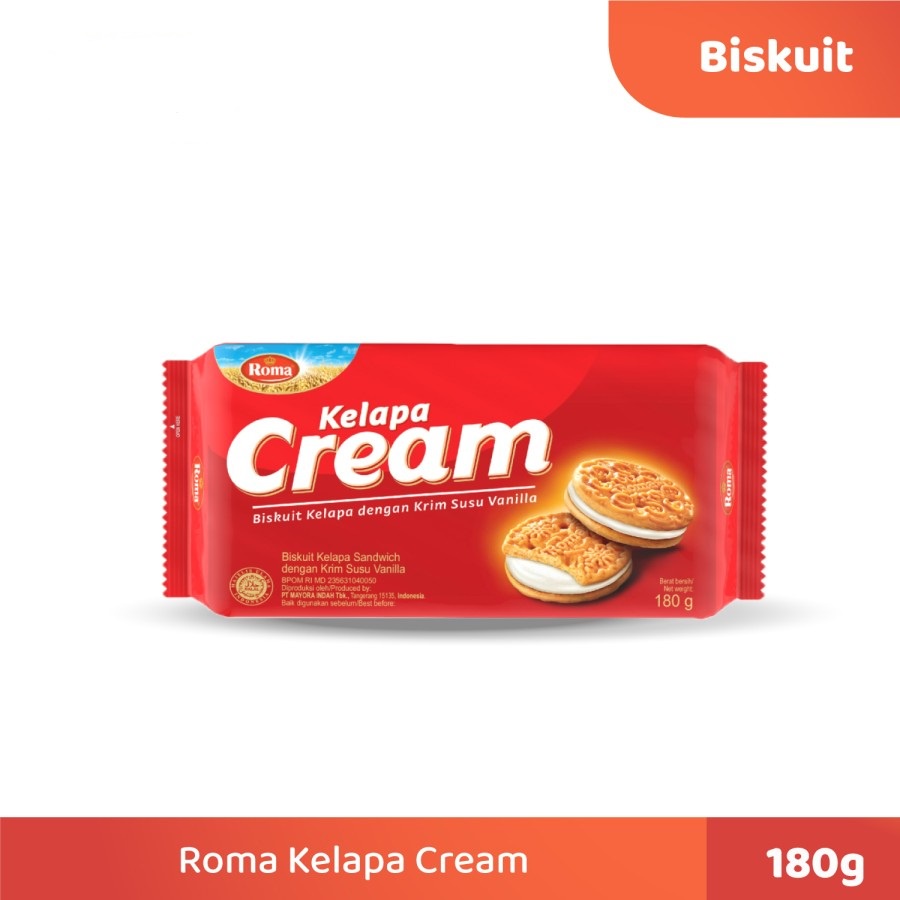 BISKUIT ROMA KELAPA CREAM 180GR KELAPA DENGAN KRIM SUSU VANILLA