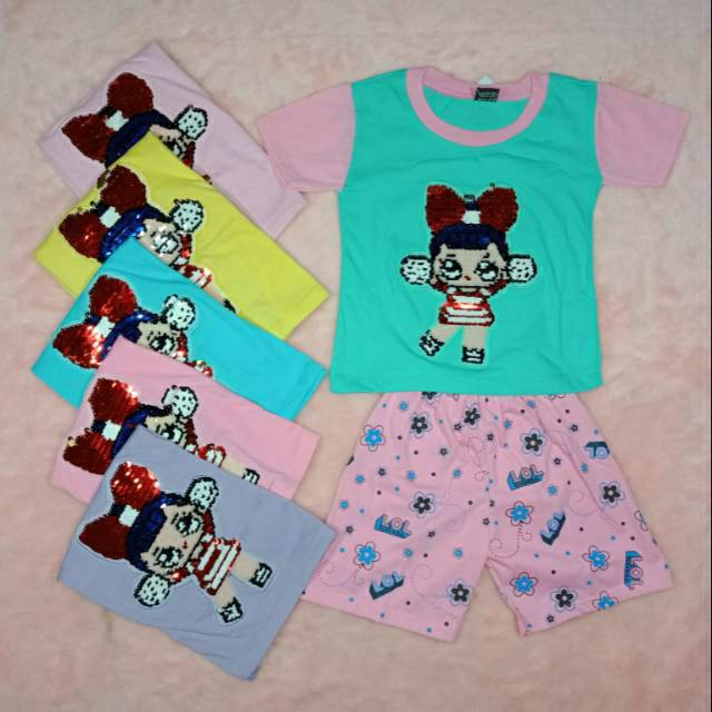 Ss#290 Pakaian Anak Perempuan Size 1-8tahun Model Za-ra Kids Sequin Usap Ganti Warna / Baju Lol