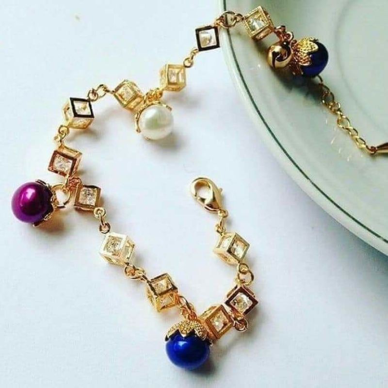 GELANG MUTIARA LOMBOK HIAS BATU PERMATA MUTIARA AIR TAWAR ASLI LOMBOK HADIAH VALENTINE