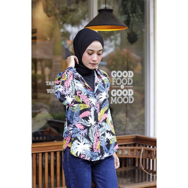 GPJ - Kemeja Wanita Pastel Daun-2