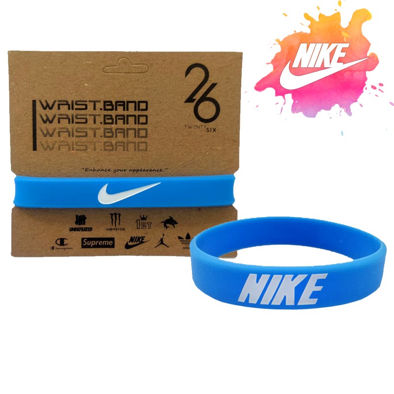 GELANG TANGAN PRIA - GELANG KARET ORI BLUE WHITE