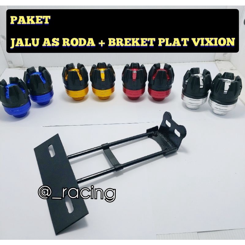 Paket breket dudukan plat satria fu dan vixion bonus jalu as roda depan cnc