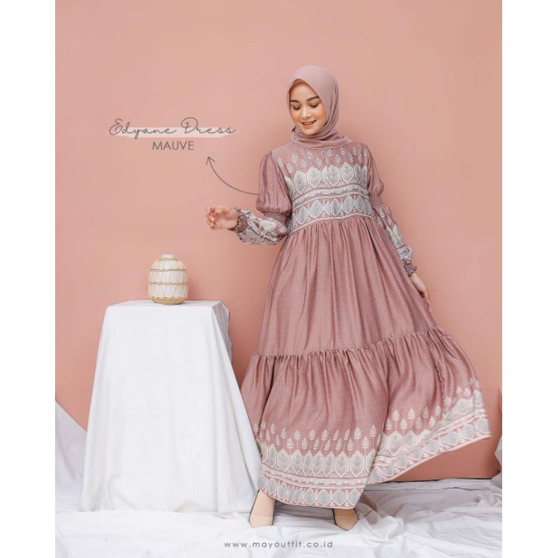 Edyane Dress Mauve Smoke Bluegrey by Mayoutfit