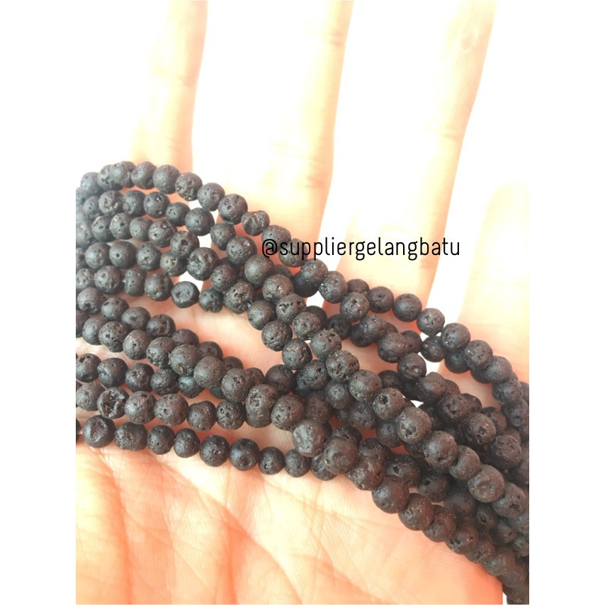 renceng lava stone 4mm natural ready stock best seller akik merapi aksesoris bahan craft pria wanita