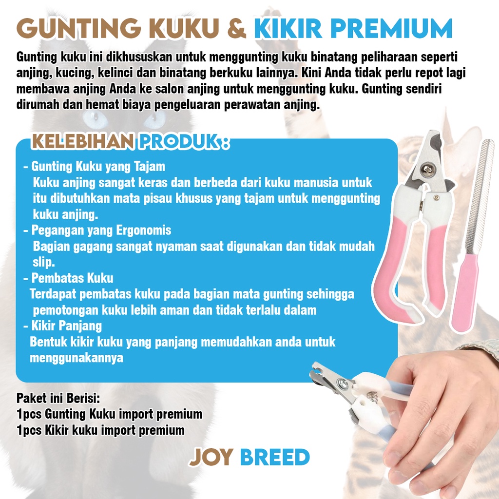 GUNTING KUKU DAN KIKIR KUKU HEWAN IMPORT PET NAIL CLIPPER SET PREMIUM BY JOY BREED