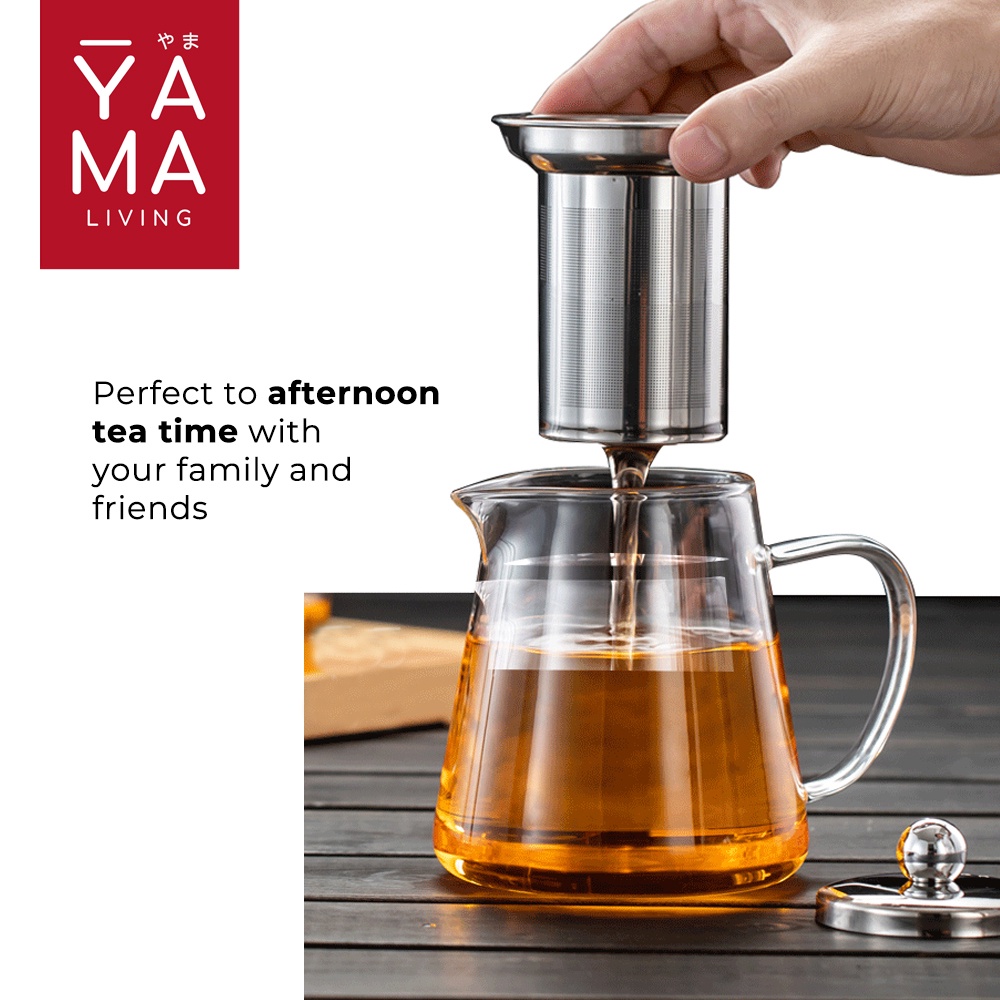 YAMA KYOSA Tea Pot Infuser Teko Teh Kaca Stainless Teapot Teko Teh Dengan Saringan Tea Maker