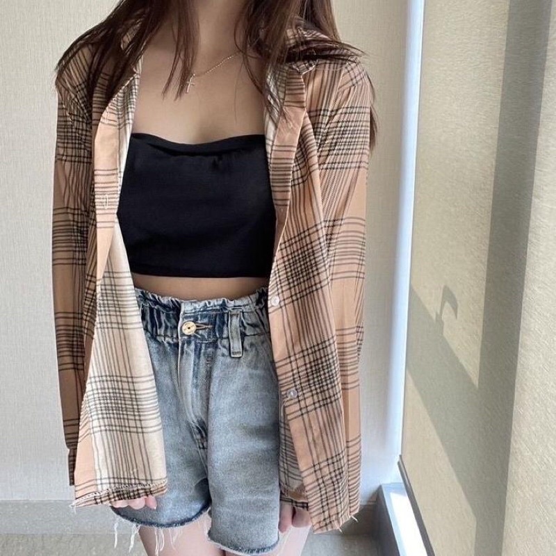 KHS GUILEN OVERSIZE SHIRT / KEMEJA WANITA KOTAK BAHAN KATUN-Coksu - Kemeja