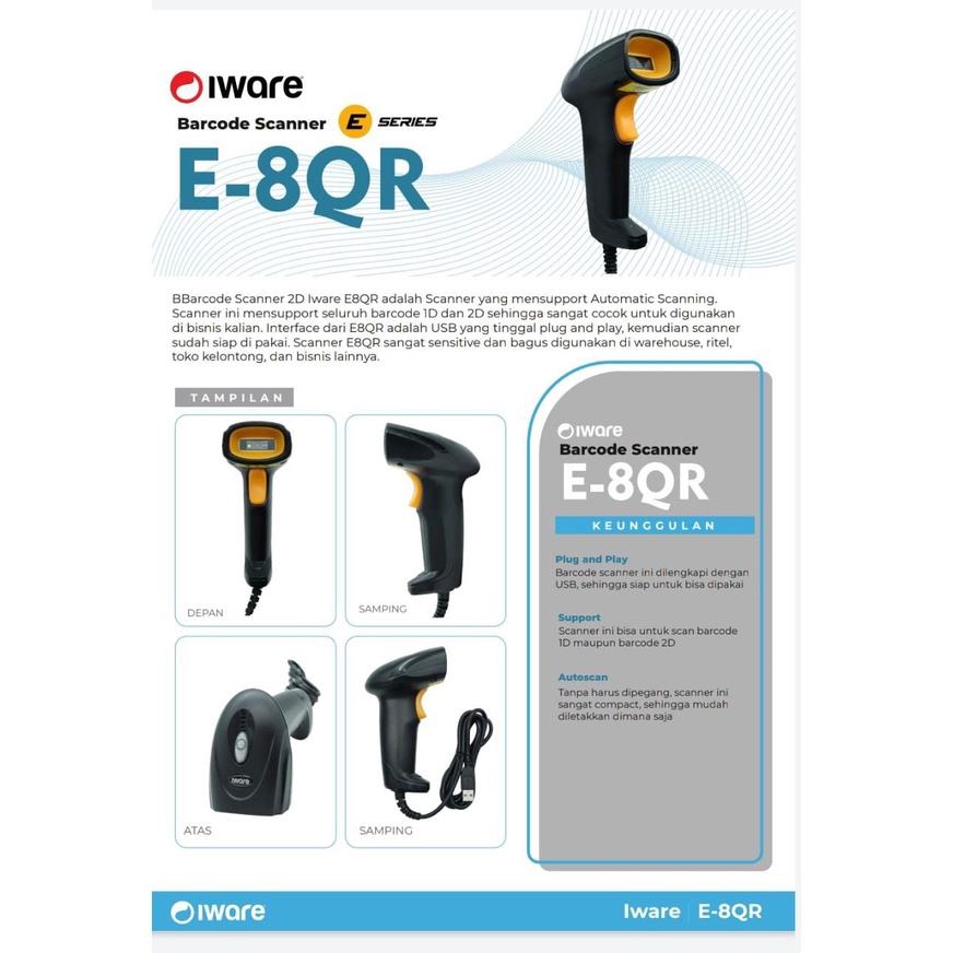 QR And Barcode Scanner IWARE BS-E8QR | Barcode &amp; QR Scanner BS E8QR Scanner Barcode 2D