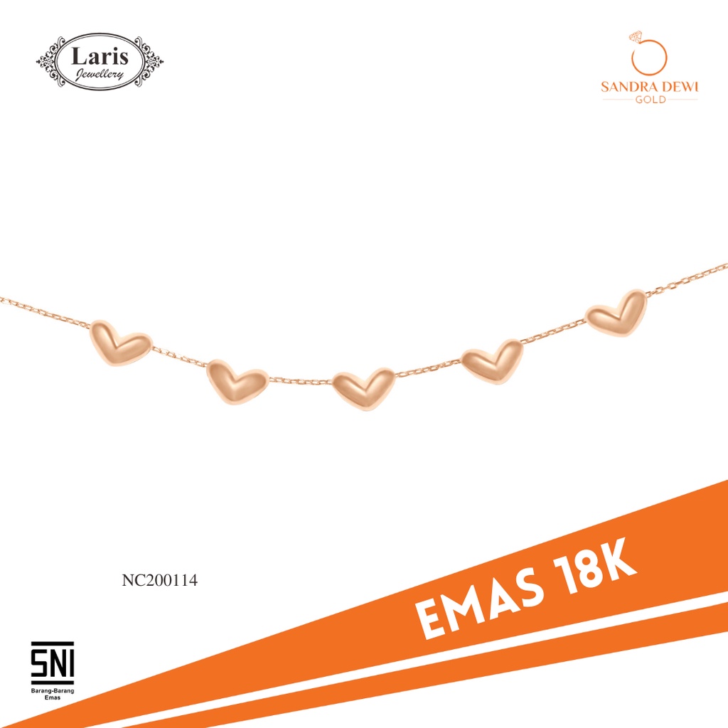 Kalung Golden Love Series Valentine Collection Sandra Dewi Gold - Kalung Emas Bentuk Love 18k