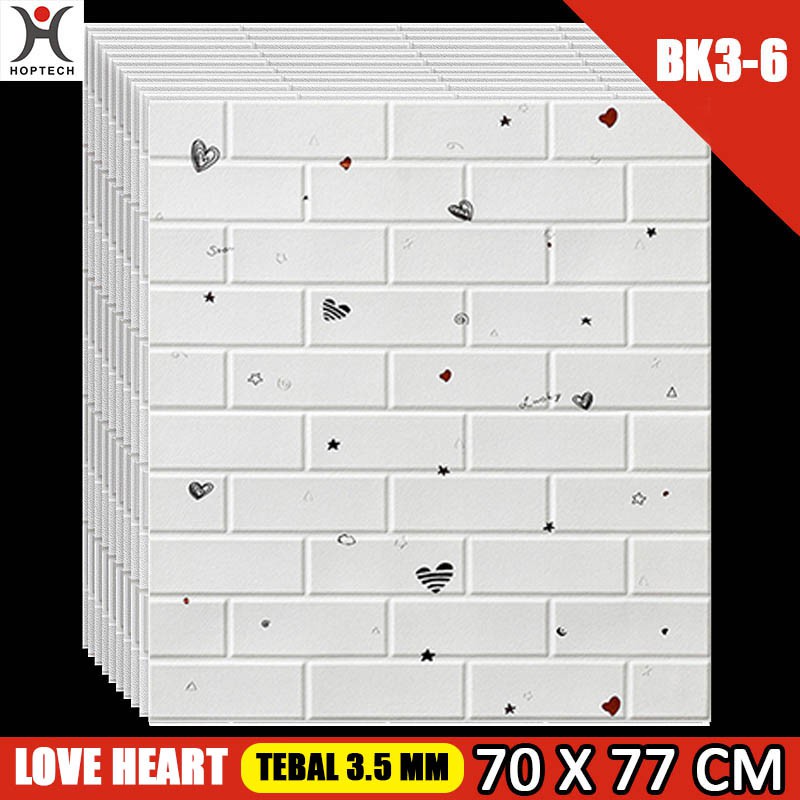 Wallpaper Dingding 3D Foam Motif Batu Bata 70 x 77 CM Dekorasi Dinding Kamar  Murah-BK36 LOVEHEART 3,5mm