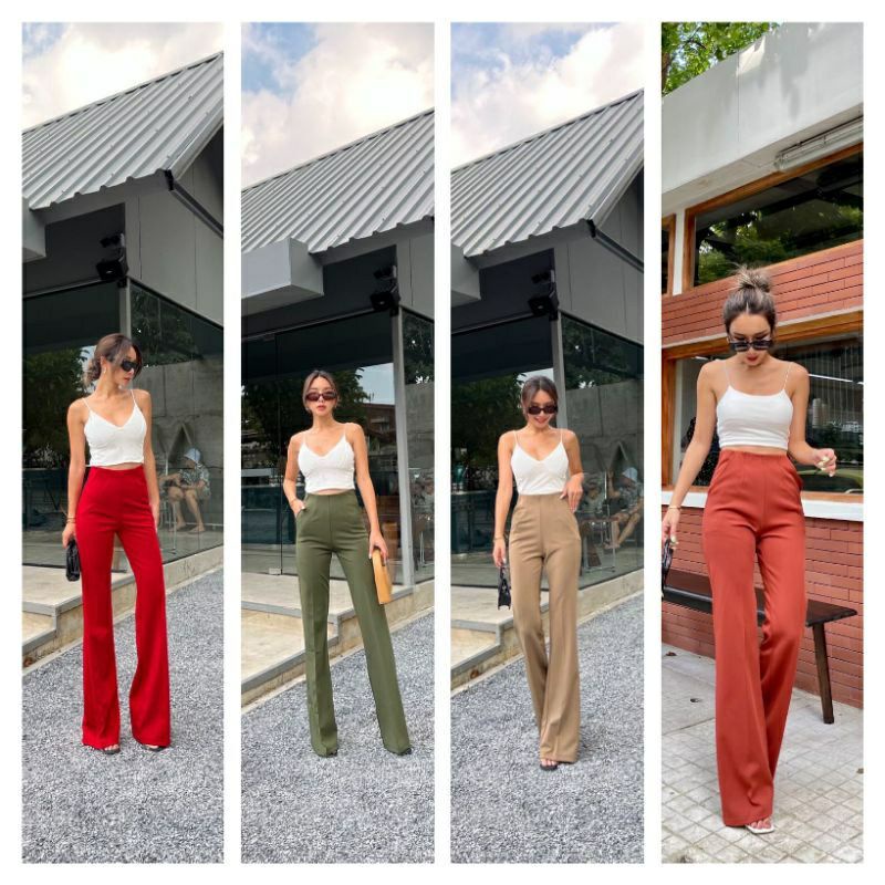 Ready Cutbray highwaist pants import bangkok