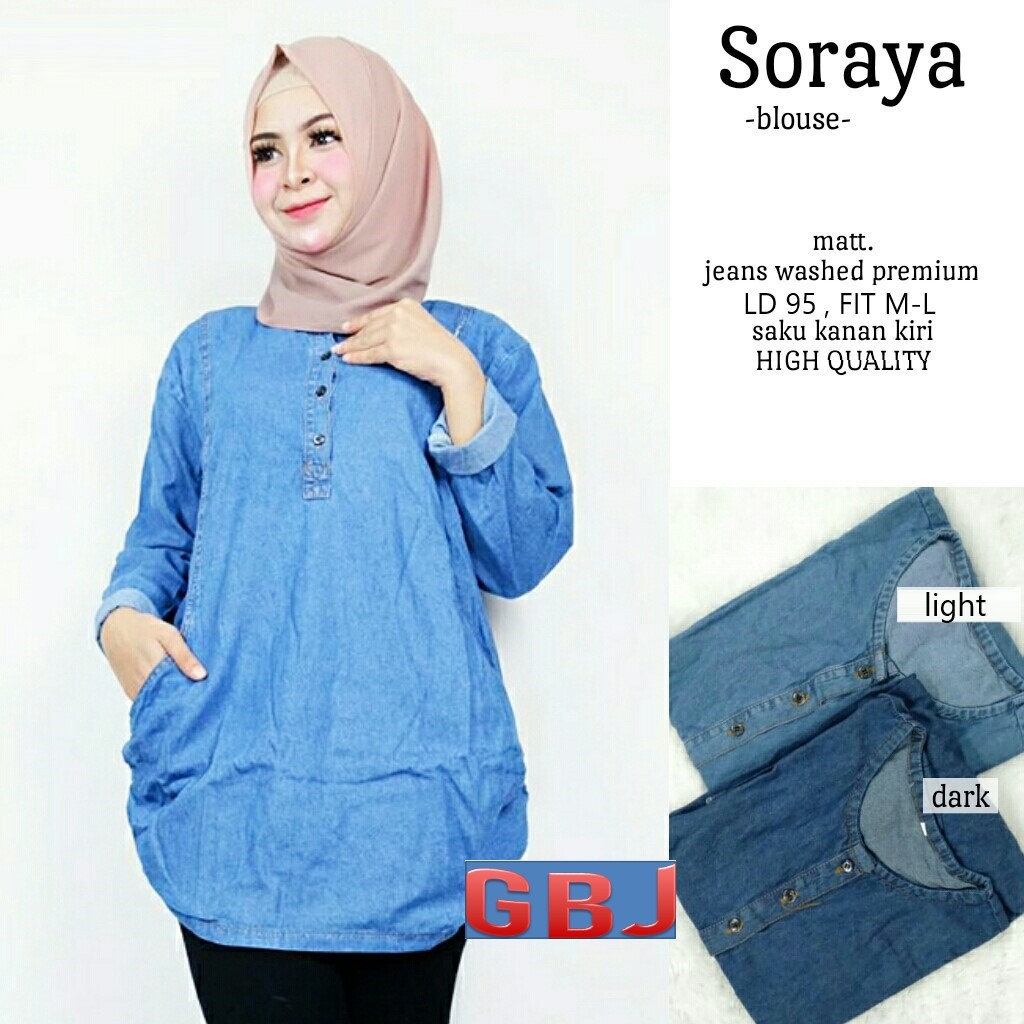 ABG  JUMBO SORAYA BLOUSE SERUT JEANS GROSIR MURAH SOLO GBM