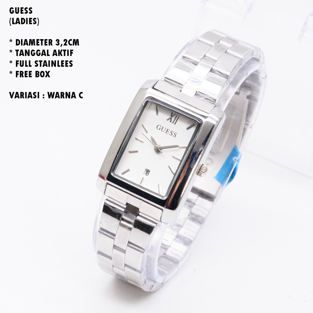 JAM TANGAN WANITA GUESS RANTAI BODY SEGI TANGGAL AKTIF