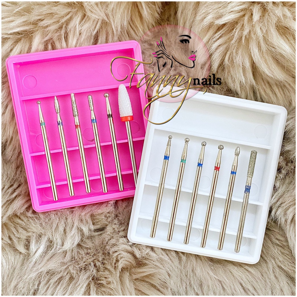 RUSSIAN MANICURE SET DRILL BITS / MATA BOR ASAH KUKU FILE BISA UNTUK DRILL PINK GOOD QUALITY / MATA BOR RUSSIAN MANICURE