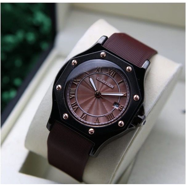 Jam Tangan Wanita Fashion 3907KZ Tali Rubber Tanggal Aktif Plat Mata Free Box &amp; Baterai