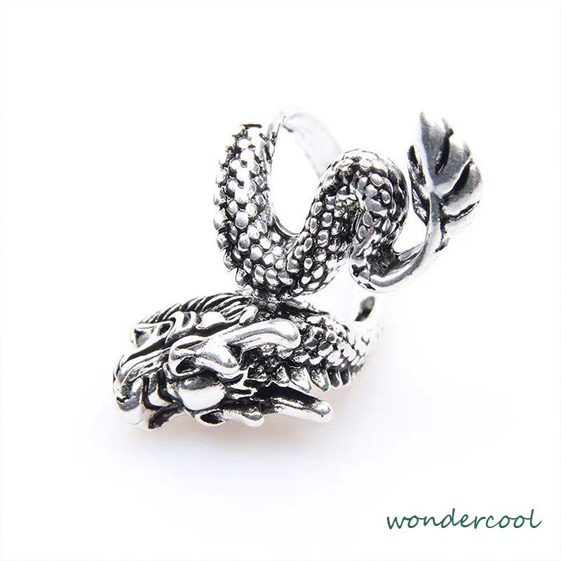 Cincin Tunggal Desain Hewan Naga National Gaya Retro-Won