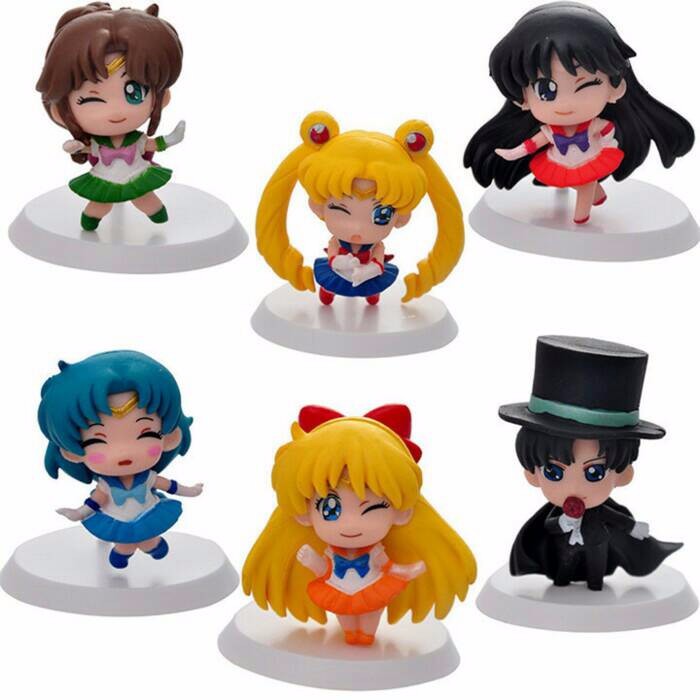 6pc Chibi Sailor Moon Action Figure Boneka Miniatur Mainan SailorMoon