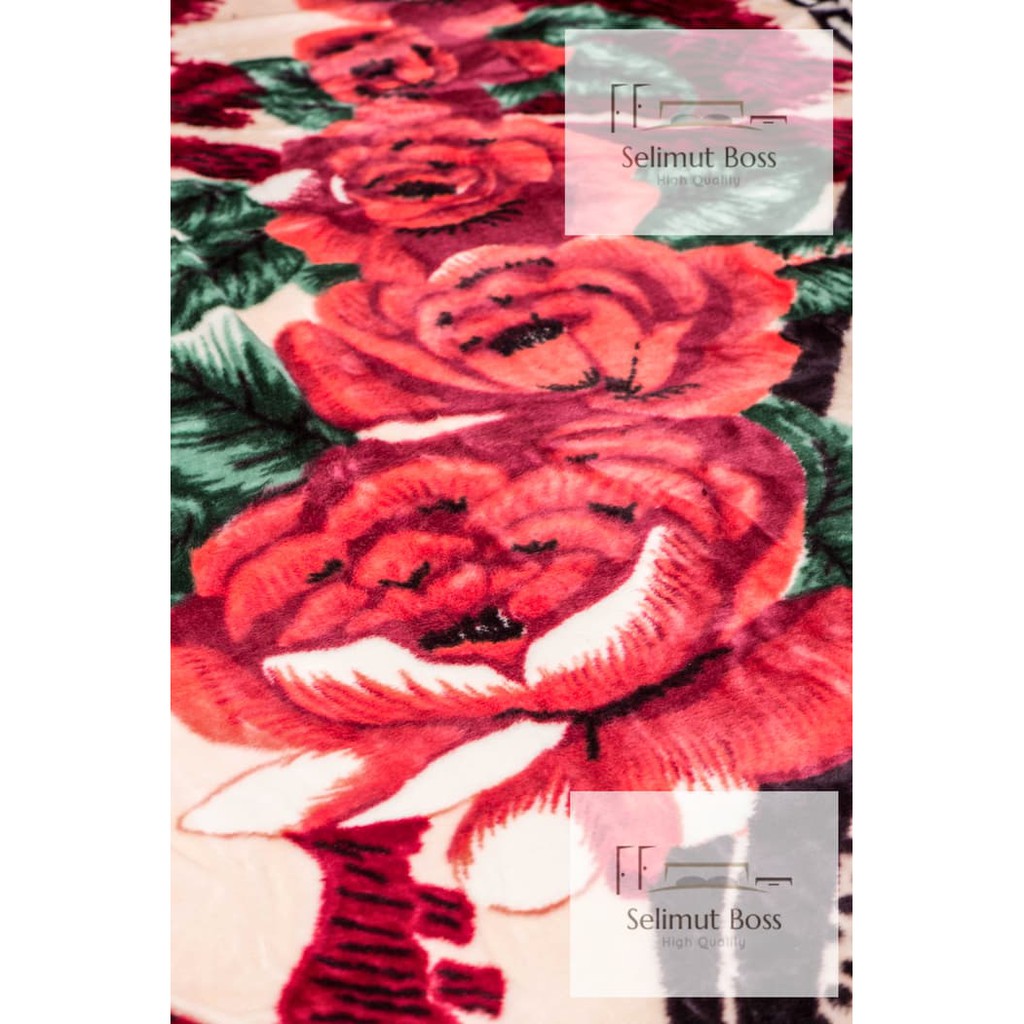 NEW MT SELIMUT BULU HALUS TEBAL MAWAR MERAH (CARDINAL) 220 X 240 CM