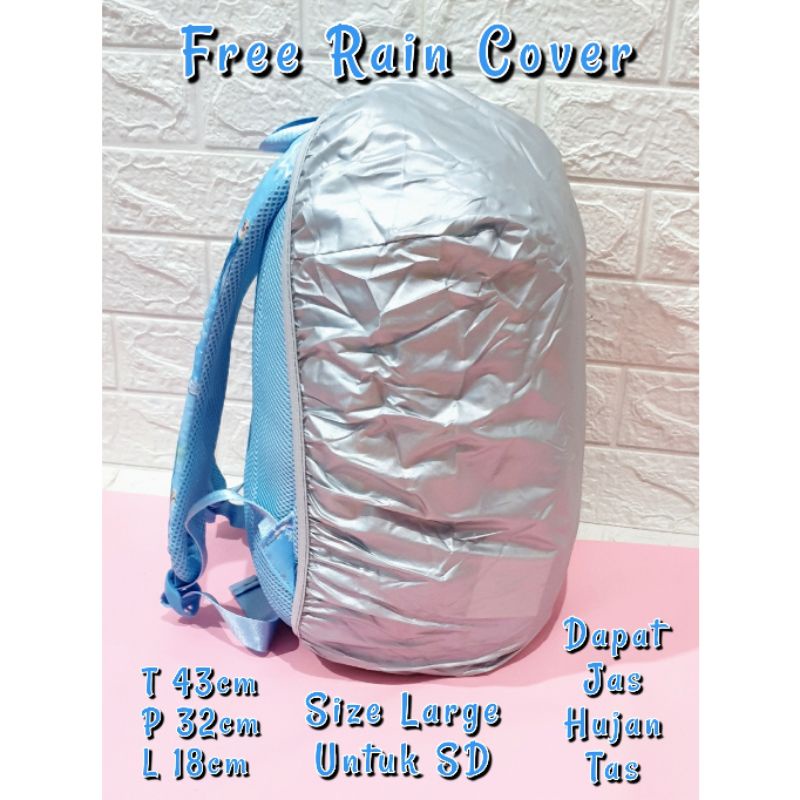 Tas Sekolah Ransel Frozen Bahan Glitter cocok untuk Anak SD Free Raincover