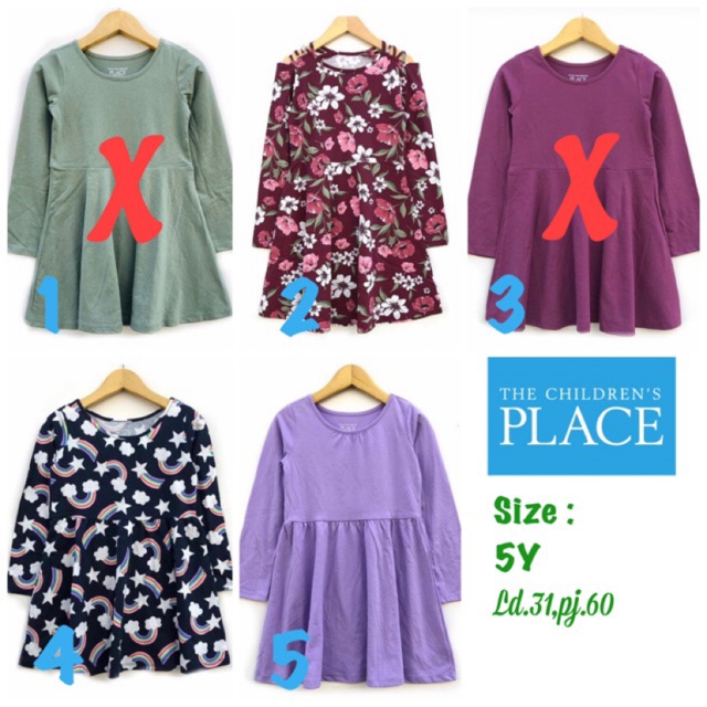 Dress anak perempuan 5 tahun the children place branded sisa eksport