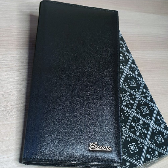 Dompet Pria Dompet Panjang Pria LOGO GUCCI KW Kulit Sintetis Model Lipat Dua Multicard + BOX