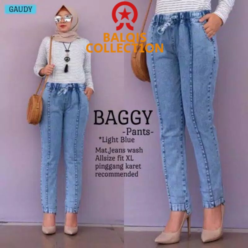 CLOUDY CELANA BEGY JEANS JUMBO TULANG STIK BALIK SNOW ACID STANDART L DAN JUMBO XXL