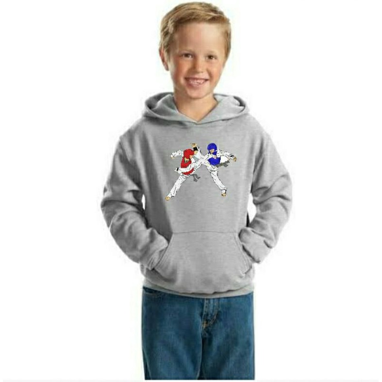 Jaket anak hoodi logo taekwondo logo kick