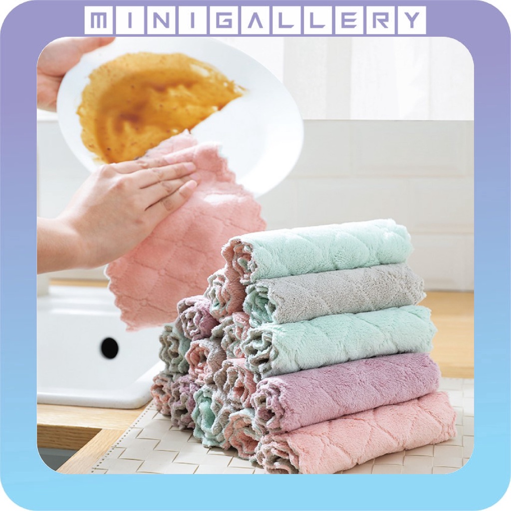 kain lap microfiber Serap Minyak Kain Lap Dapur Portable Warna Warni Murah Produk Import 417