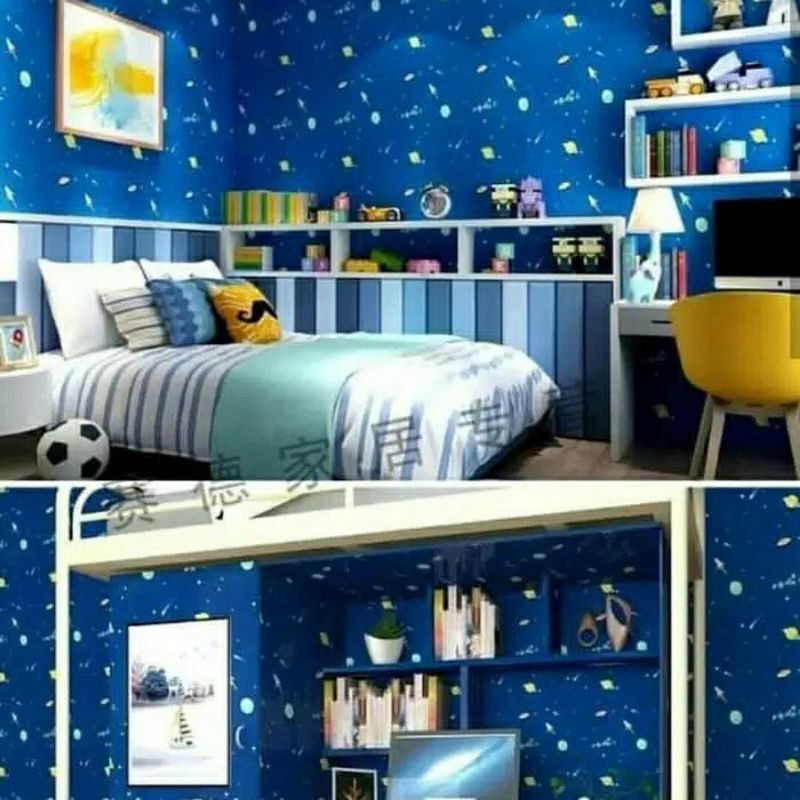 Wallpaper Sticker Dinding Motif Planet Ukuran 10 meter x 45 cm