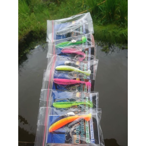 Umpan soft lure johncoo 7cm + kail kenzi hook+blit siap pakai