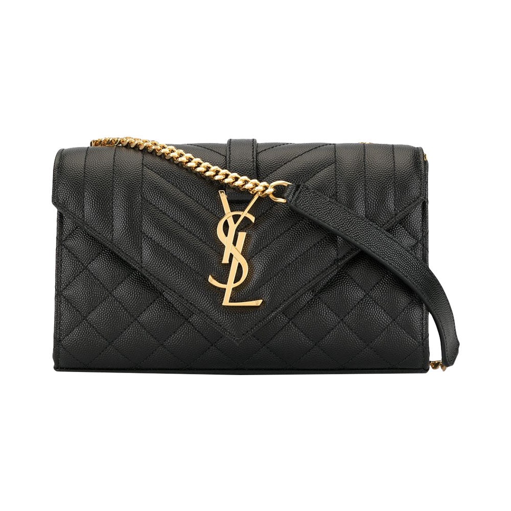 YSL Envelope Small Shoulder Bag Black GHW (21 x 13 x 6) 100% Original