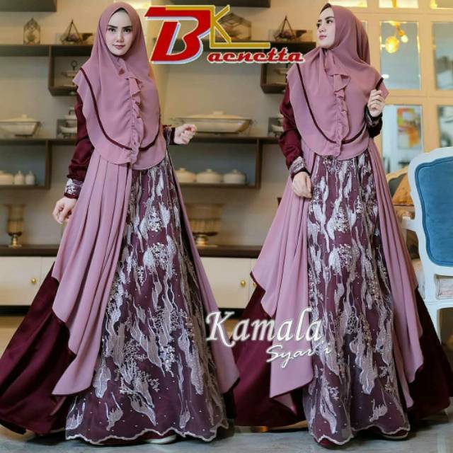 Kamala syari Baenetta / gamis syari pesta brokat