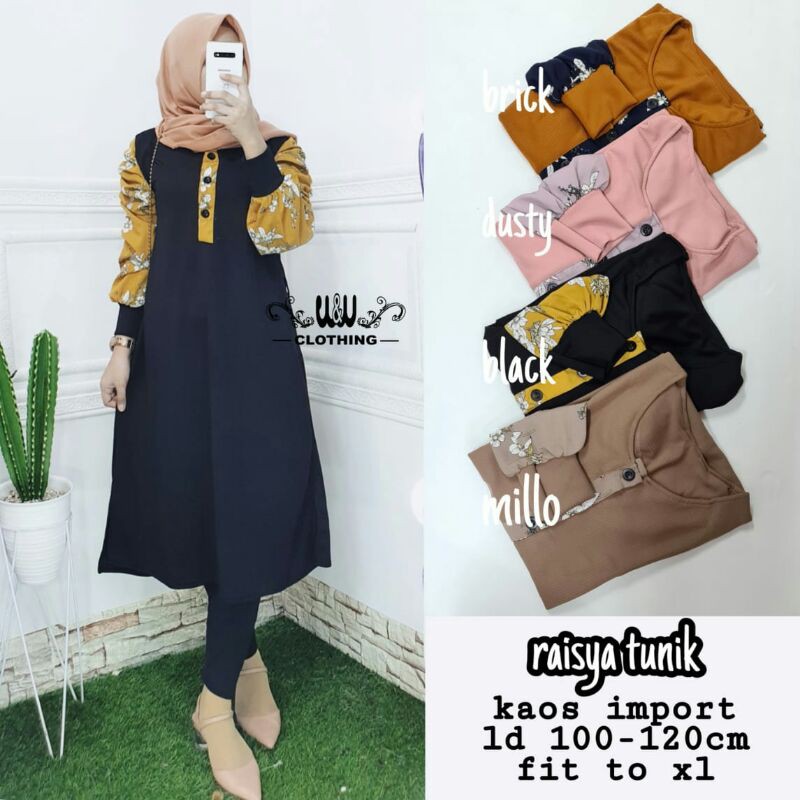 RAISYA Tunik  Kaos Tunik busui Adem Ready Kaos import ld 100-120 fit to xl