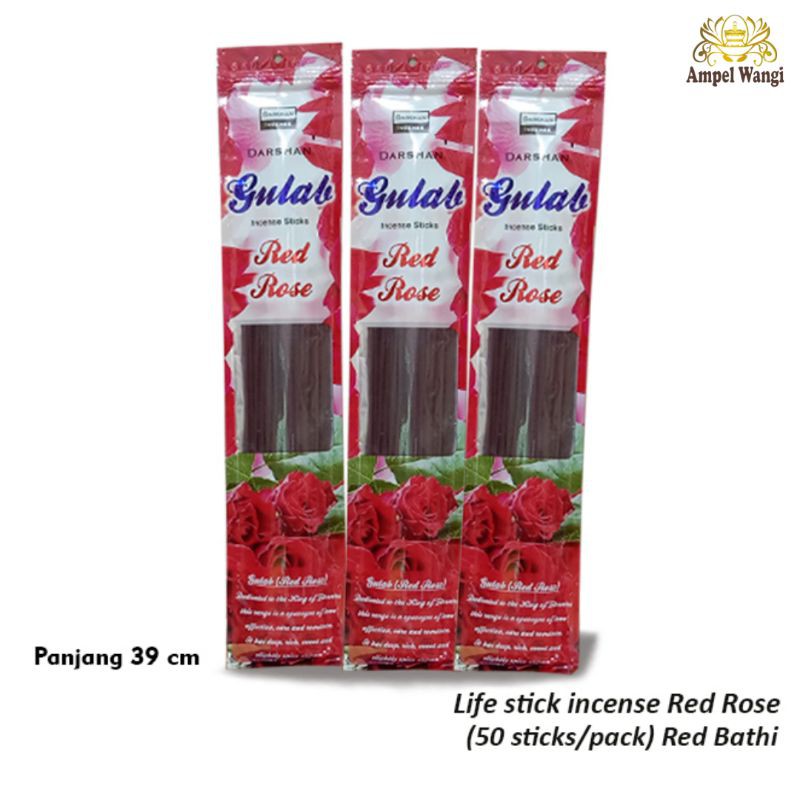 DUPA/HIO WANGI AROMATERAPI DARSHAN LONG STICK RED ROSE (50 STICKS)