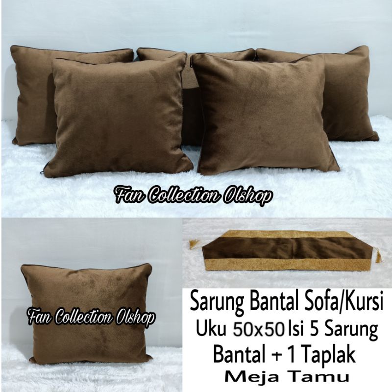 Sarung Bantal Sofa Kursi Polos Set Uku 50x50 Minimalis Mewah Cokelat